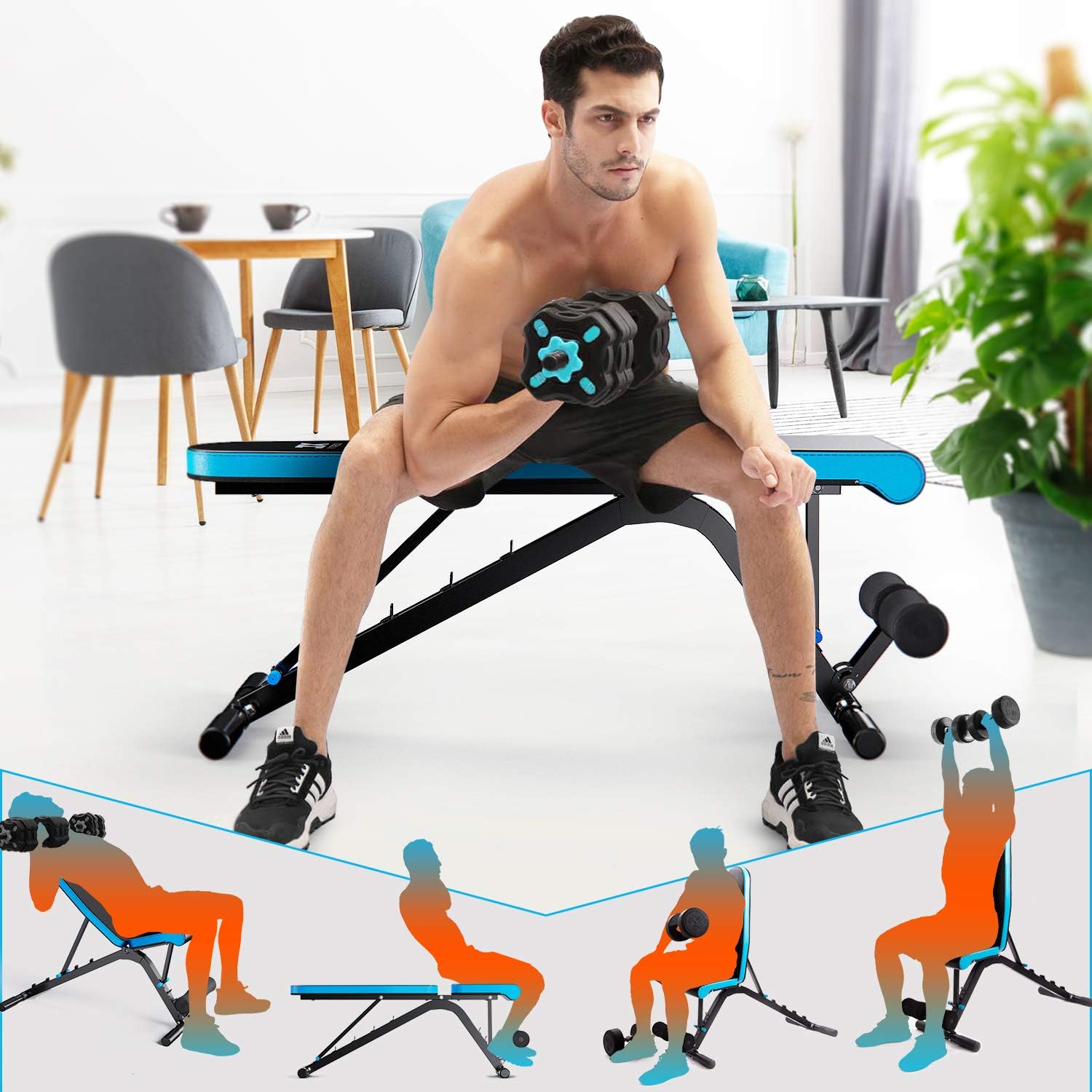JX FITNESS Banco de Pesas multifunción Banco de musculacion Plano ...