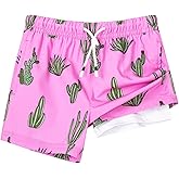 SURF CUZ Boys Swim Trunks with Boxer Brief Liner Toddler Boy Stretch Swimsuit Shorts Quick Dry Swimming Trunks Bathing Suit
