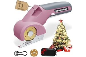 Virsin 4V 2000mAh Cordless Cardboard Cutter, Electric Box Cutter for Cardboard with 2 Titanium Blades, LED & Safety Lock, Rotary Cutter for Fabric, Stocking Stuffers Gifts for Men Women - Pink
