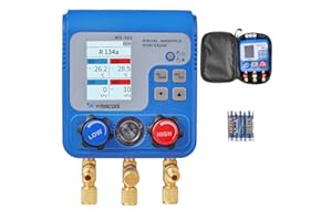 WISSCOOL Dual Digital Manifold Gauge for HVAC & Auto AC - 94 Refrigerants (R410A/R454B/R32/R1234yf/R134a), Temperature Pressu