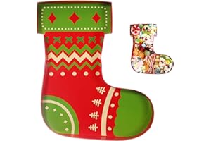 Tellingyou 13.7''H Christmas Charcuterie Tray Charcuterie Cardboard Box for Xmas Treat Paper Mache Candy Container for Christmas New Year Cookies Goodie Box Party Supplies(Christmas Stocking)