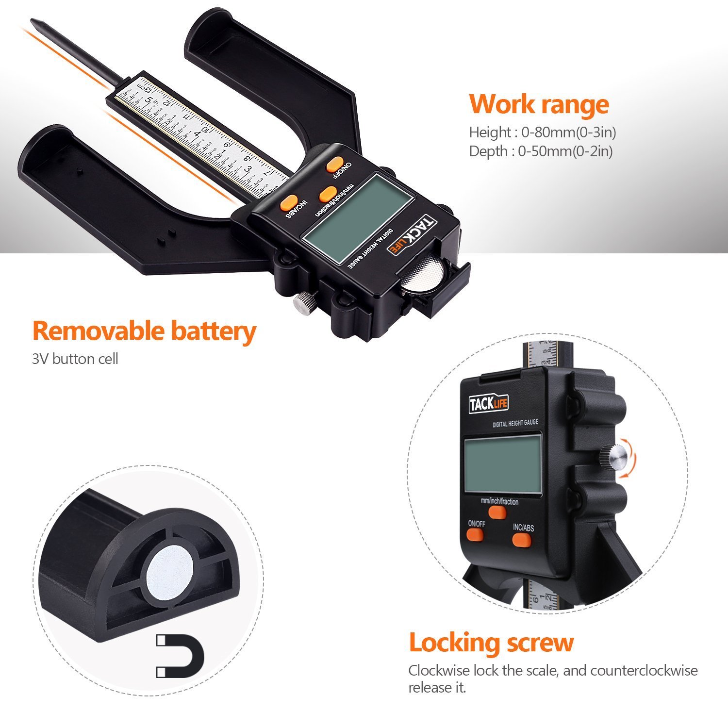 Digital Height Gauge Depth Gauge Table Saw Height Gauge with Three