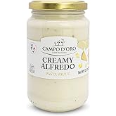 CAMPO D'ORO - Creamy Alfredo Pasta Sauce, Fettucine, 12.3 oz (350g) | Made with DOP Parmigiano Reggiano and Pecorino Romano Cheese with Butter for Pasta, Non-GMO, Gluten Free, Product of Italy