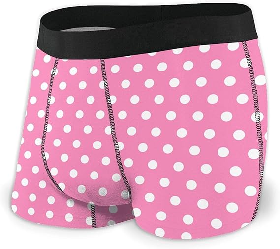 Pink Polka Dot Mens Boxer Briefs Comfortable Breathable Underwear