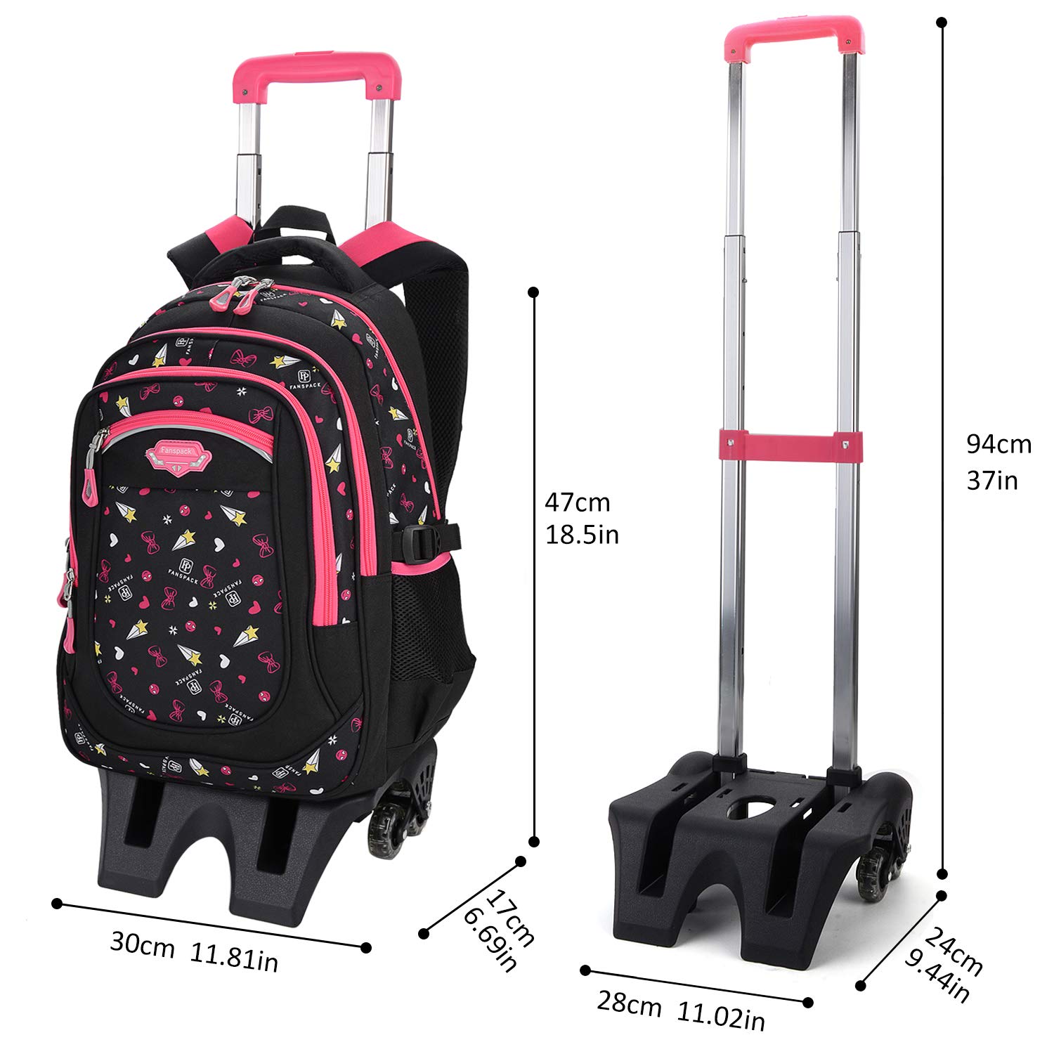Fanspack Zaino Scuola Trolley Elementare Zaino Bambina con Ruote Zaino  Trolley Scuola Valigeria Zainetti per bambini 444444.gr