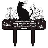 Pet Cat Memorial Grave Markers - Rngmsi Flowers Butterfly Cat Metal Garden Stakes Grave Decorations for Cemetery Pussy Memorial Stones Plaques for Outdoors