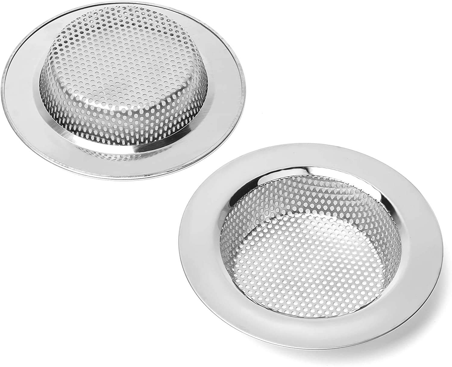 Qinglele 2pcs Kitchen Bathroom Sink Strainer, Stainless Steel Drain Filter, Thicker, Outer Diameter 4.4 Inch/112mm (Large Size)