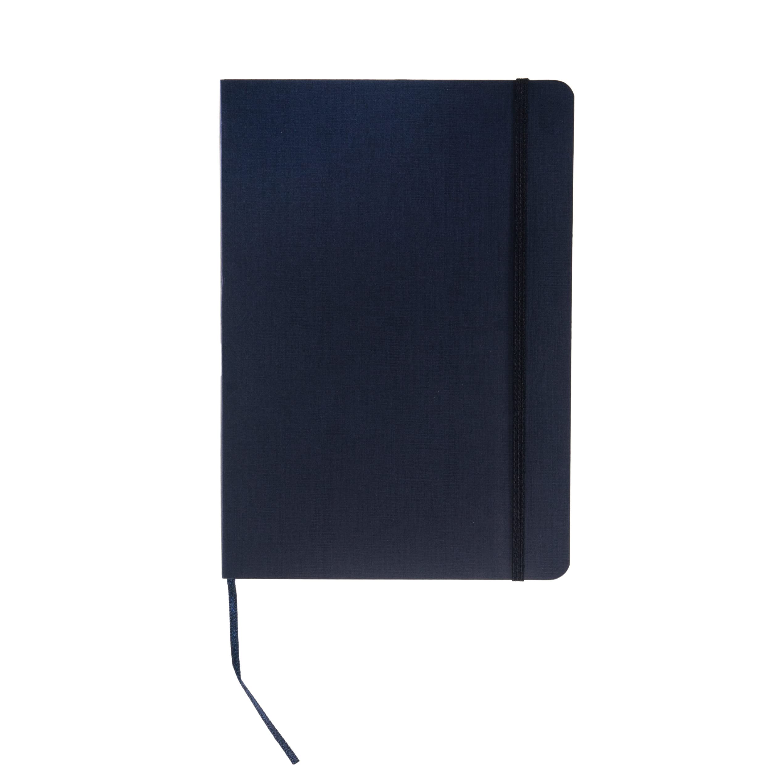 Fabriano 94730 Notebook with Elastic Ecoqua Plus Stitched Signed A5 80 Fg, Dark Blue Stripes