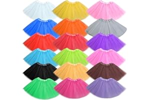 HEWASME 18 Packs Adult Tutu Tulle Skirts for Women,Ballet Cheerleading Girl Cute Skirts,3 Layered 80s Skirts for Cosplay Dance Party Costume Dress,18 Colors