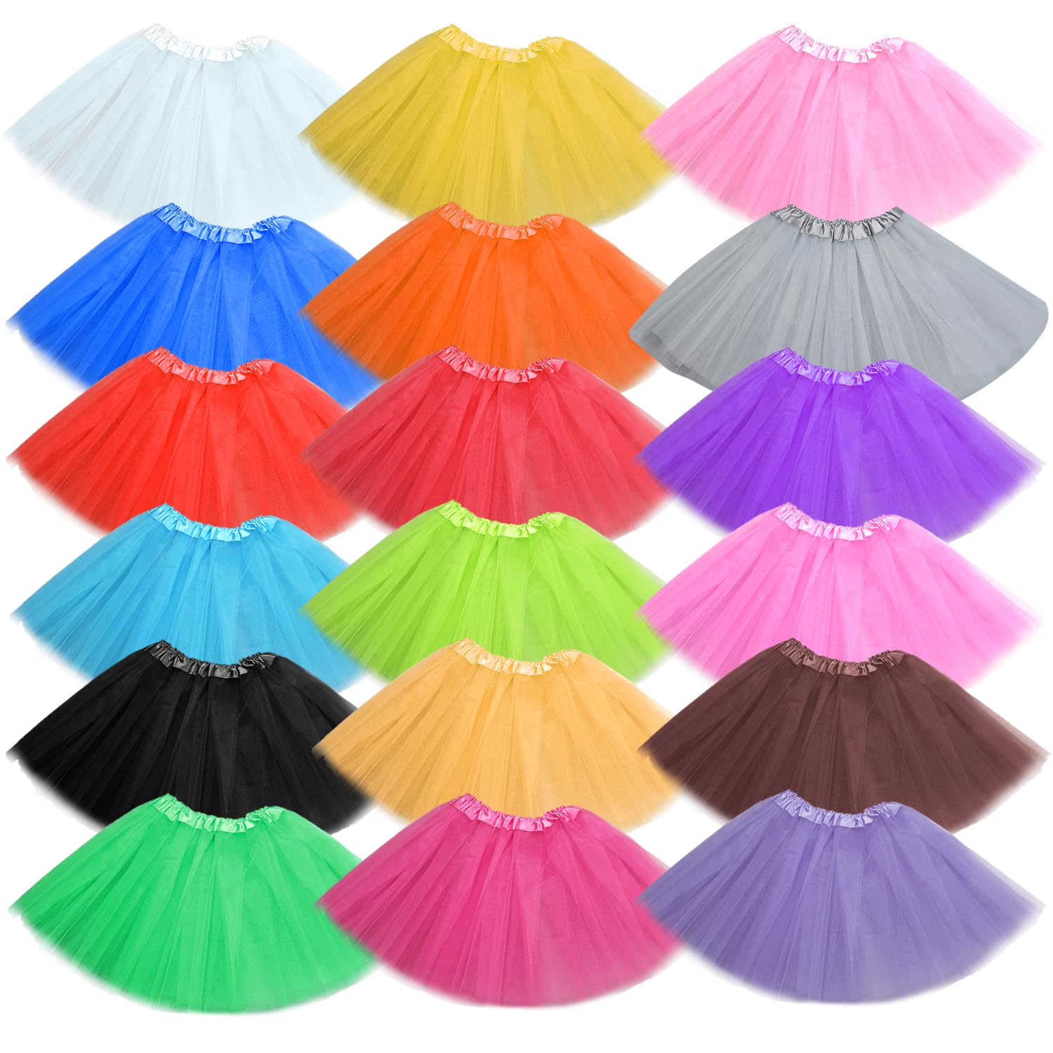 Photo 1 of 18 Packs Adult Tutu Tulle Skirts for Women,Ballet Cheerleading Girl Cute Skirts,3 Layered 80s Skirts for Cosplay Dance Party Costume Dress,18 Colors