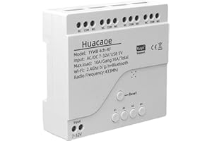 HUACAOE Tuya 4 Channel Updated USB 5V/DC/AC 7-32V, Momentary Inching Self-Locking Relay Module,Tuya App Remote Control,WiFi RF Bluetooth Switch Module,Dry Contact,Compatible with Alexa Goolge Home