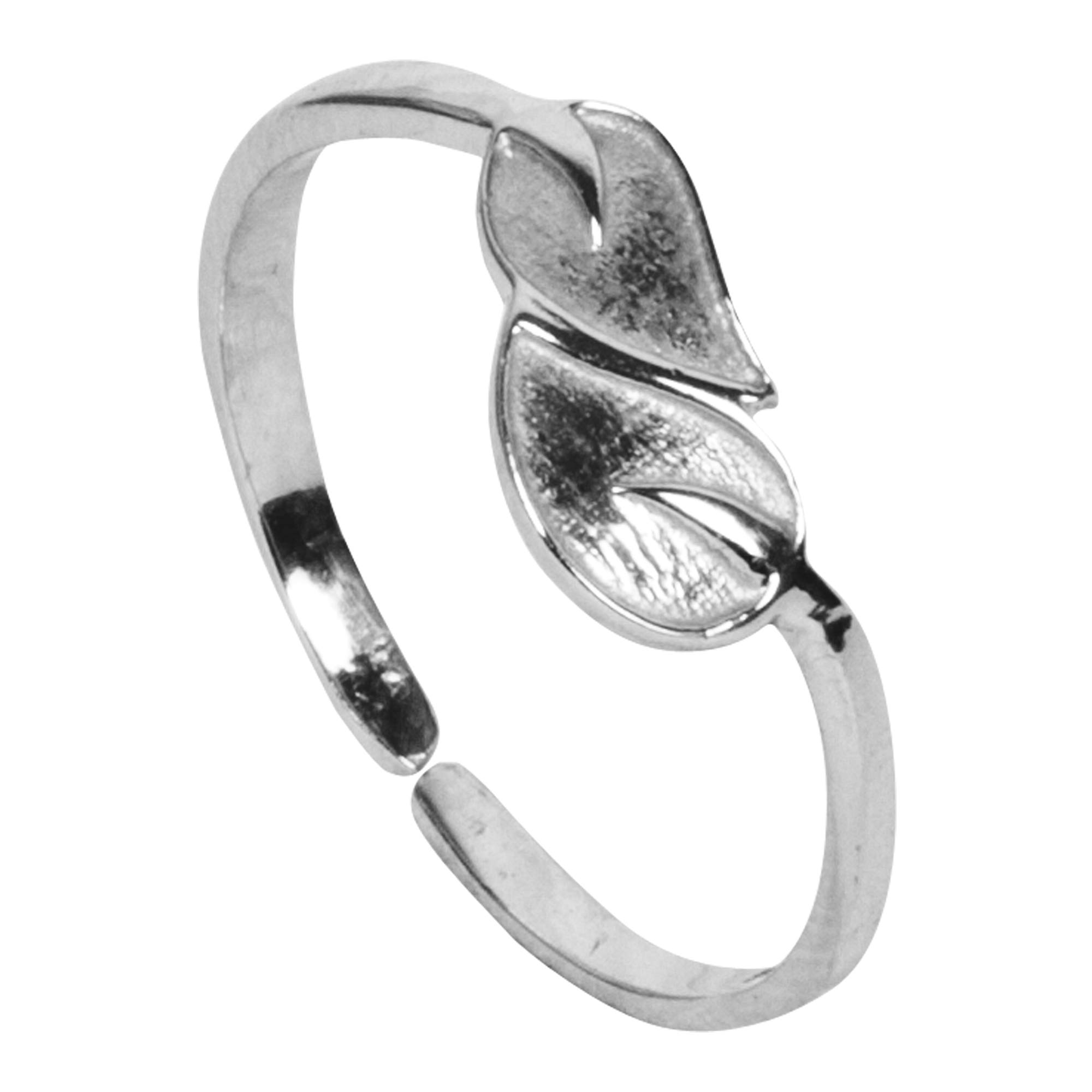 Mnshaa Ring 925 Sterling Silver Rhodium Plated Leaves Design Open Adjustable Finger Toe Ring Knuckle Joint Cuff Thumb Band for Women Girls Beach Jewellery in Gift Box for Anniversary Birthday