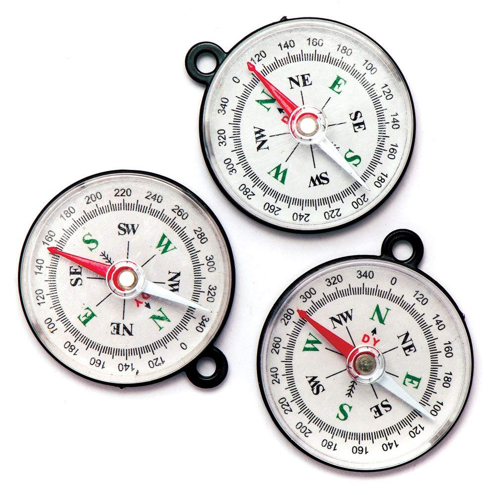 Baker Ross AT861 Mini Compasses - Pack of 8, For Kids Party Bags and Small Toys for Children, Black