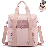 NOL Natural Organic Lifestyle Lunch Bag for Women - Large Double Deck Insulated Lunch Box Leakproof Reusable Lunch Cooler Puffer Lunch Tote Bag with Multiple Pockets for Work Picnic, Pink