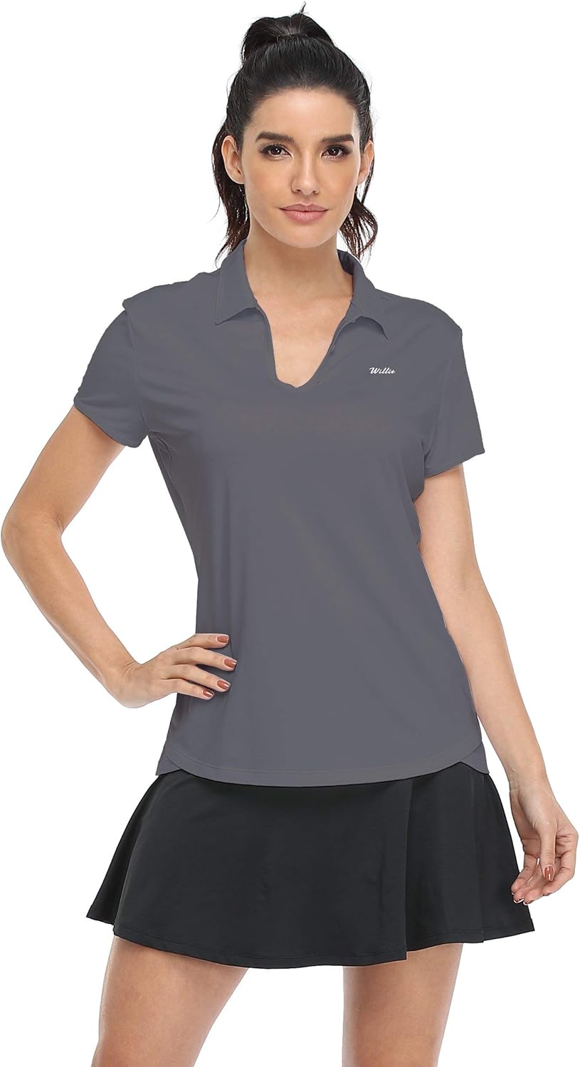 Willit Women's Tennis Shirts Golf Polo Shirts Short Sleeve Quick Dry Active Workout Shirts UPF 50+ Running Tops : Sports & Outdoors