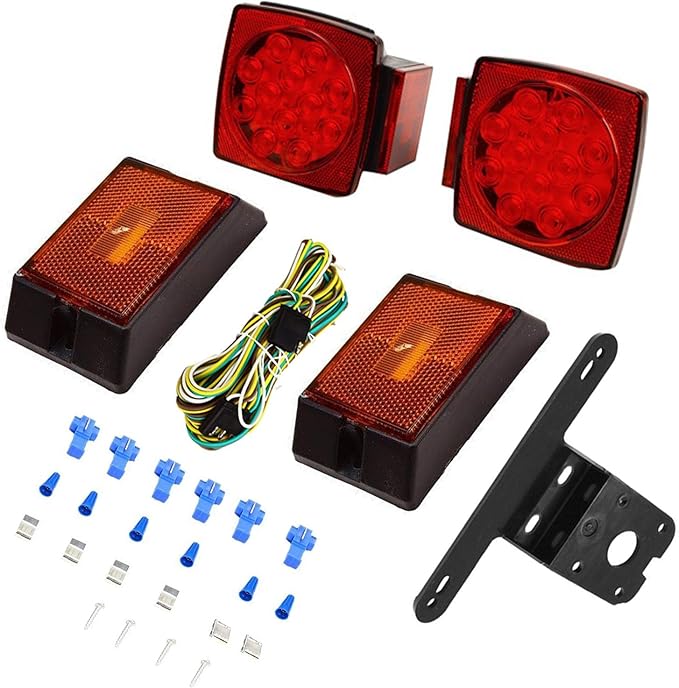 yjracing 12V LED Submersible Trailer Tail Lights Kit Fit