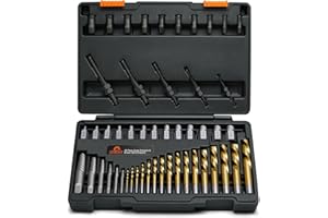 Coobeast 55pcs Screw Extractor Set for Men's Gift, Easy Out Screw Extractor Kit with HSS Steel Reverse Drill Bit for Removing Broken Stripped Screws, Studs, Fittings and Lugs Extraction