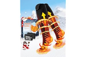 Heated Socks, Heated Socks for Men Women Rechargeable, Electric Heated Socks Up to 12 Hours with 5000mAh Dual Battery, 360° F