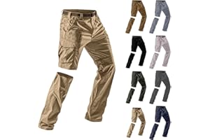 Men's Convertible Cargo Pants 2-in-1 Detachable Leg Hiking Pant Quick Dry Outdoor Work Trousers Multi-Pocket Casual Pants
