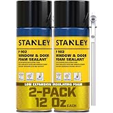 Stanley F902 Window &amp; Door Foam Sealant (2x12 Oz.) &ndash; Low Expansion Polyurethane Insulating Spray Foam | Gaps and Cracks Filler for Window &amp; Door Frames, Waterproof Sealant with Straw | 12 Oz. 2 Pack