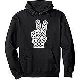 Checkered Peace Sign Shirt Vintage Racing Flag Kids Boy Girl Pullover Hoodie