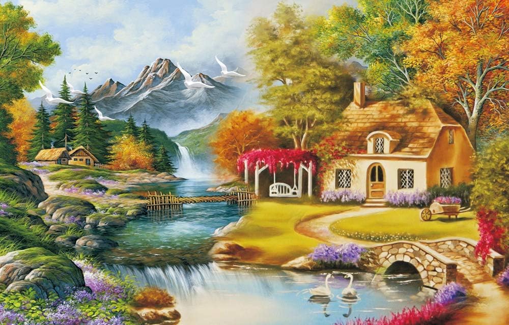 DIY Handwork Store 5D DIY Diamond Painting Cross Stitch Kits Embroidery Village Landscape Mosaic Pictures of Rhinestones Wall Stickers Decoration -[29.5"19.7"]