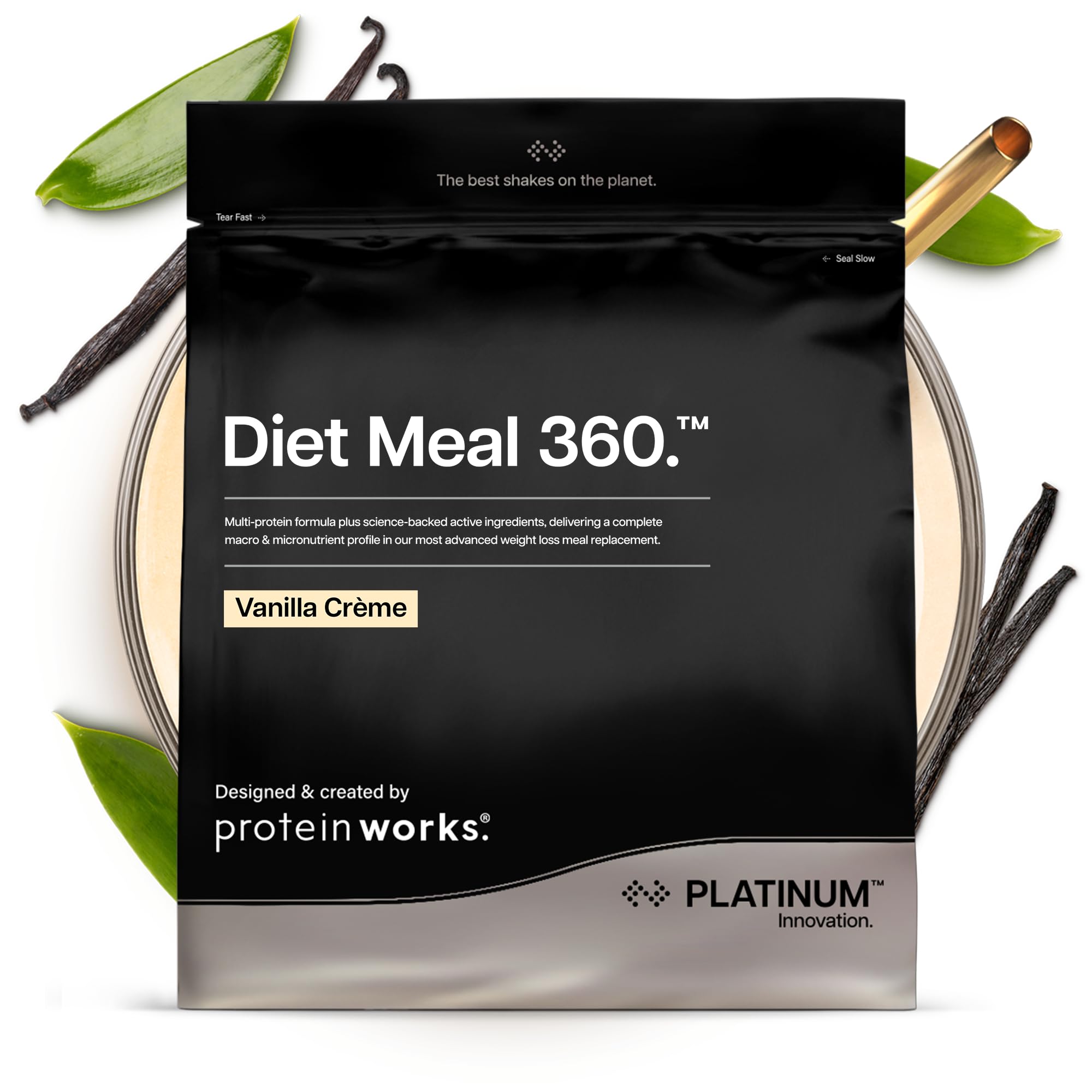 Protein Works | Diet Meal 360 - PLATINUM Innovation, Diet Meal Replacement Shake, Supports Weight Loss, 26 Vitamins & Minerals, Added Flaxseed, Inulin, Omega 3, Vanilla Crème, 16 Meals, 1kg