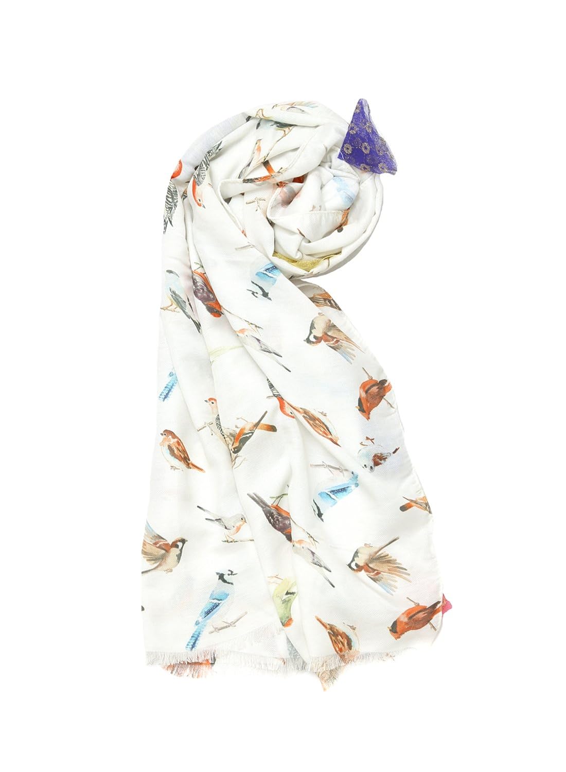 grishti white sparrow print cotton womens stole