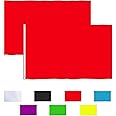Consummate Solid Red Flag 3x5 ft Plain Red Flags Banner Polyester with Brass Grommets,2 Pack