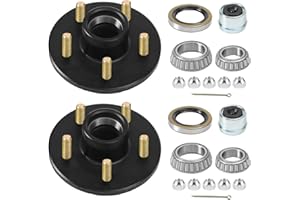 SHLIYITX 2 Sets 3500Lbs Trailer Hub Kit 5 Pair 4.5",5 Lug Axle Trailer Hub Fit 1-1/16" to 1-3/8" Trailer Tapered Spindle, Boat Trailer Hubs, 5 Lug Trailer Wheel Hub Kit 22017K