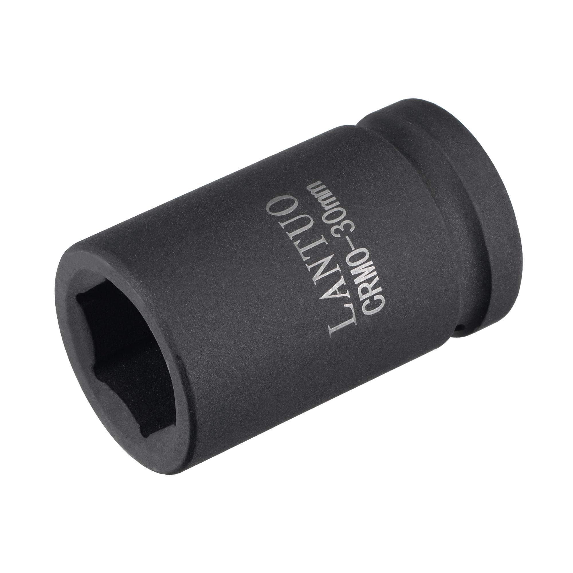 sourcing map 1" Drive by 30mm 6-Point Impact Socket, CR-MO 80mm Length, Standard Metric Sizes