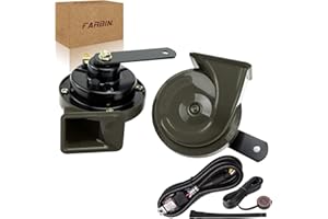FARBIN Car Horns 12v Loud Dual-Tone Auto Snail Horn Electric Horn Kit with Relay Harness and Switch for Truck Motorcycle (gre