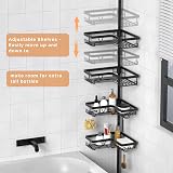 KEGII Telescopic Corner Shower Caddy Black 4-Tier Adjustable Shelf view 3