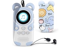 RUIZU 64GB Bluetooth MP3 Player for Kids, Cartoon Zoo Portable Music Player, Child MP3 Player with Speaker, FM Radio, Voice R