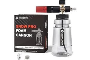 Raincovo Foam Cannon Wide Mouth for Pressure Washer, Thick Snow Foam Lance for Car Wash, Adjustable Soap Cannon with 1/4 Inch Quick Connector, Additional 1.1mm Orifice Nozzle