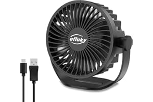 efluky USB Small Desk Fan, 3 Speeds USB Rechargeable Fan Built-in Battery, 360° Adjustment Portable Mini Fan Suitable for Home, Office and Travel, Black