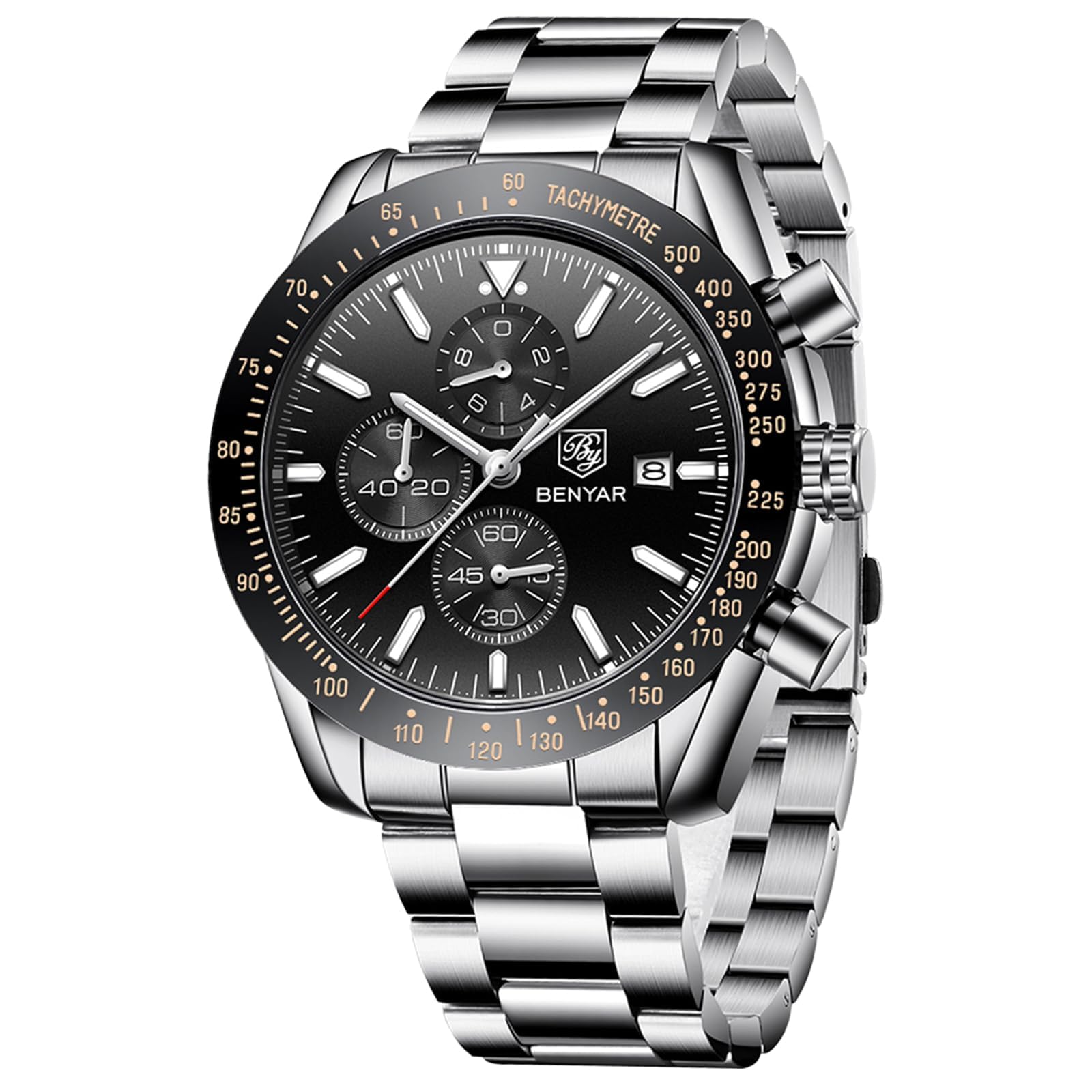 BENYAR Mens Watch Analog Quartz Chronograph Waterproof Men's Wrist Watches Business Work Casual Watch Unique Elegant Gifts for Men โ image 1