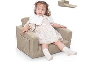 Jouha Thick Toddler & Kids Couch,Toddler Chairs Comfy, Soft Kids Chair Convertible Seeper with Toddlers for Boys and Girls 1-3 to Playroom or Bedroom