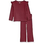 Amazon Essentials Girls and Toddlers' Wide-Rib Outfit Set, Pack of 2