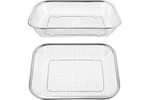SUPVOX 2pcs Stainless Steel Kitchen Sink Strainer Basket, Small Rectangle Mesh Drain Basket 30x22cm