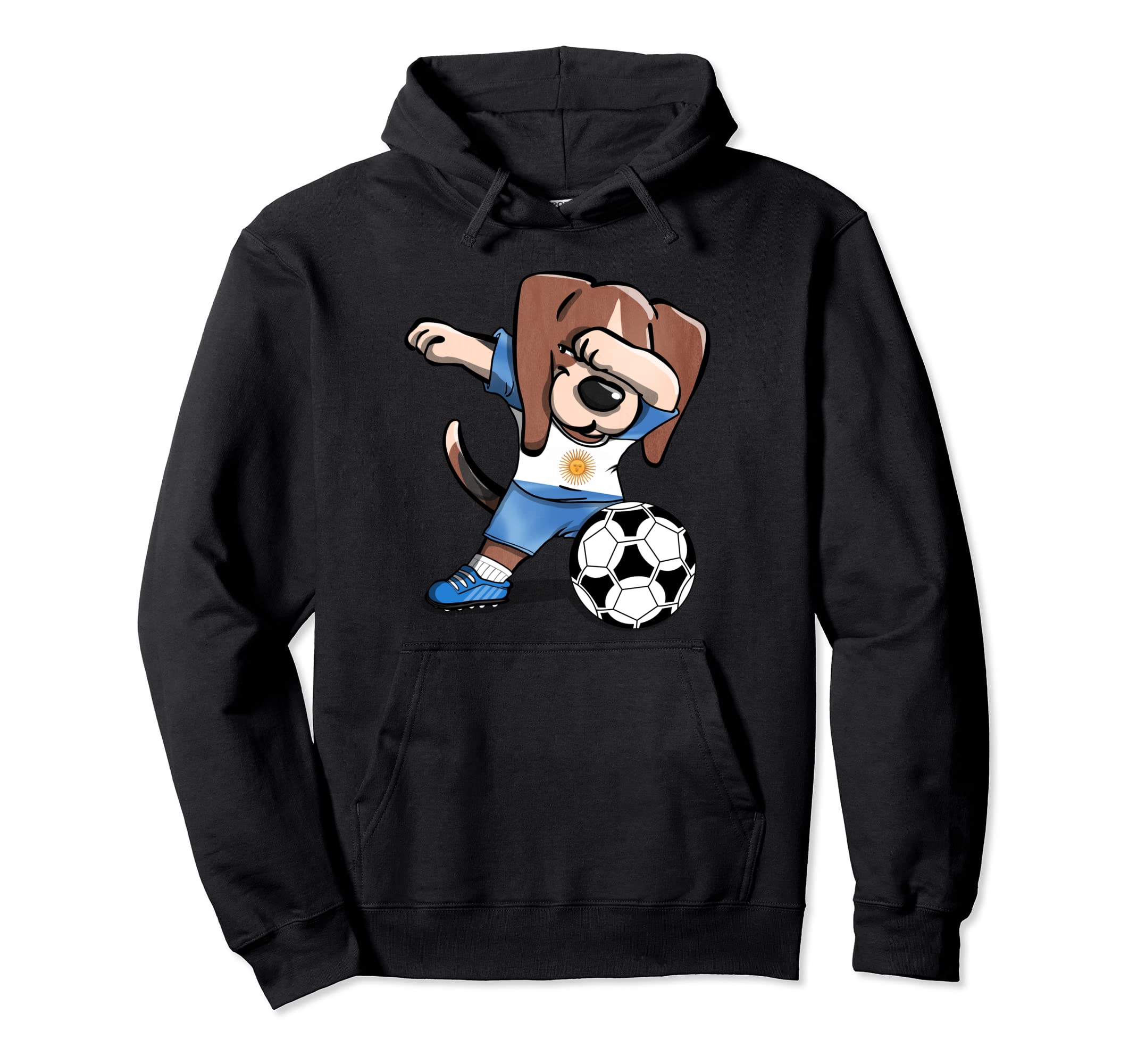 Dabbing Beagle Argentina Soccer Fans Jersey Argentinian Flag Pullover Hoodie
