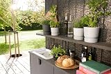 elho Greenville Round 16 Flower Pot with Integrated Water Reservoir Grey Living view 7