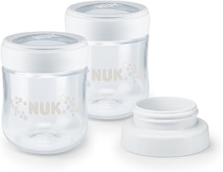 NUK 10252127 Nature Sense Muttermilchbehälter mit Milchpumpen-Adapter, All in One, 2 Stück, 150ml, weiß