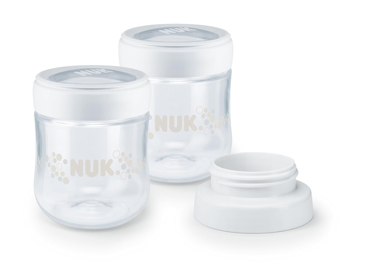 NUK 10252127 Nature Sense Muttermilchbehälter mit Milchpumpen-Adapter, All in One, 2 Stück, 150ml, weiß