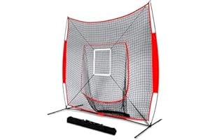 Kunova (TM) 7ft x 7ft Baseball & Softball Practice Net 7' x 7' for Hitting & Pitching Practice with Bow Frame, Collapsible an