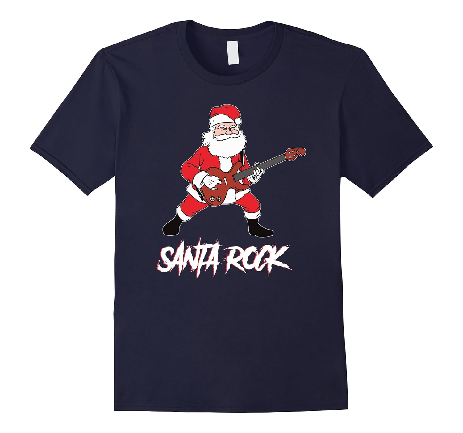 MERRY CHRISTMAS - UGLY XMAS SANTA ROCK GUITAR T-SHIRT-Rose