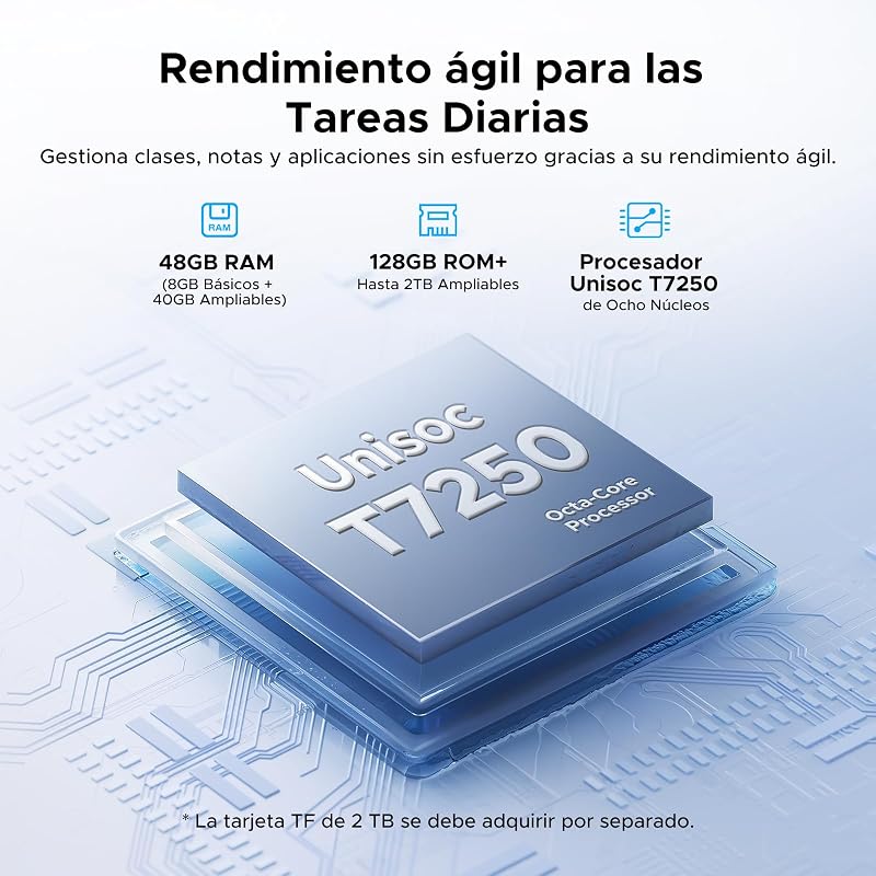 P11 Android 16 Tablet 11 Pulgadas, 48GB RAM + 128GB ROM/2TB TF, T7250 Octa-Core, 90Hz, 8800mAh, 13MP+5MP, Gemini AI, Widevine L1, Face ID, GPS, OTG, Doble altavoz, Tablet con Teclado y Lápiz, Negro
