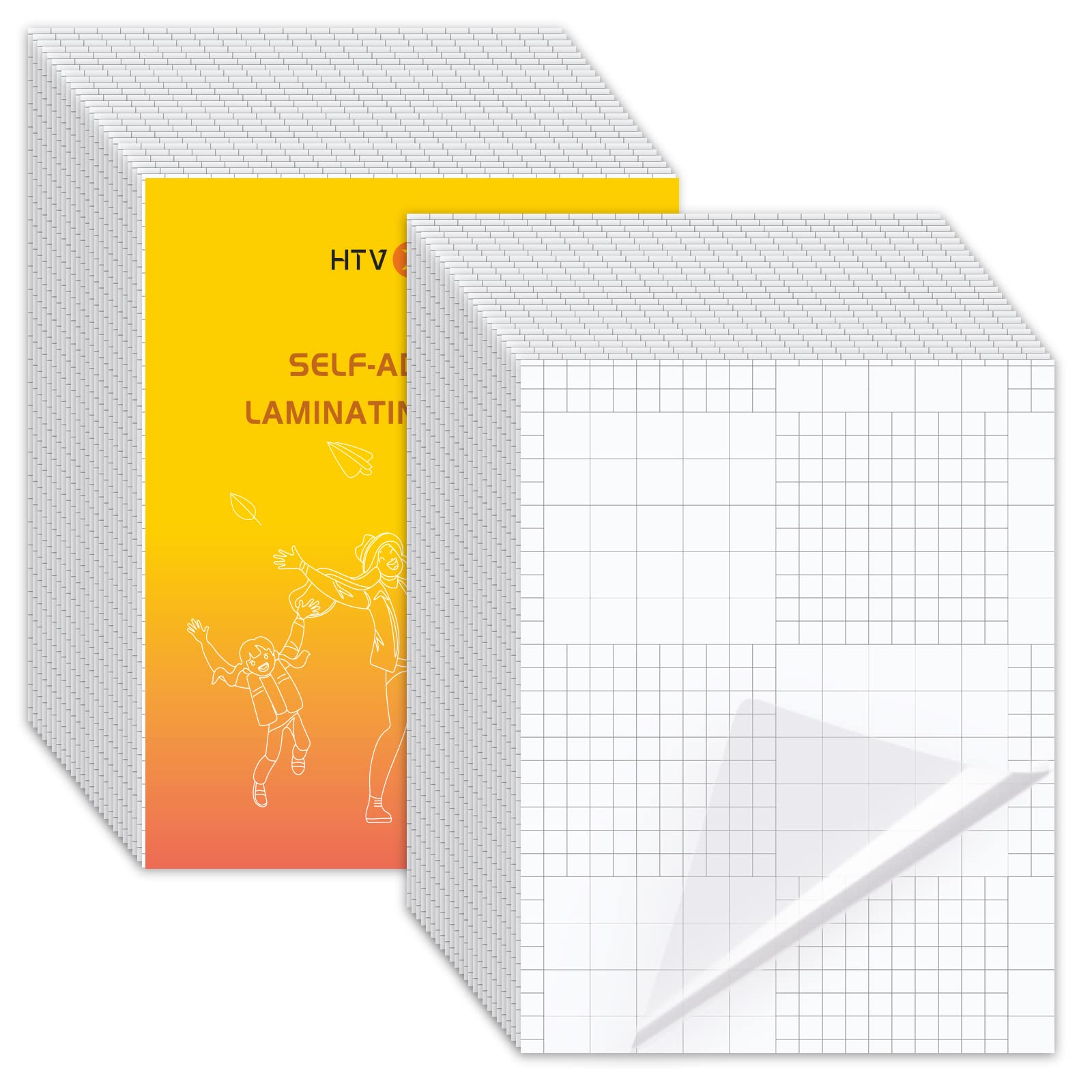 HTVRONT Self Adhesive Laminating Sheets - 50 Sheets, 9 x 12 Inches, No Machine Needed, Clear