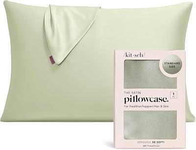 Kitsch Satin Pillowcase with Zipper Sage 48x66 cm - Hair & Skin