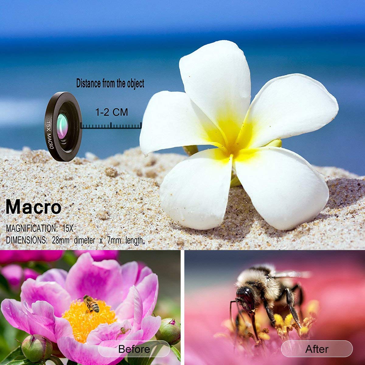 MIAO LAB Cell Phone Lens Kit with Phone Tripod+Shutter 4 in 1 Phone Lens-Meter 16X Telephoto Lens/Wide Angle/Macro/Fisheye Lens for iPhone XR/XS/XS MAX/X/8 7 6 Plus,Samsung Smartphones and Tablets